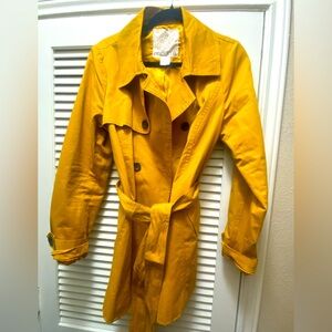 Mustard yellow short above knee length trench